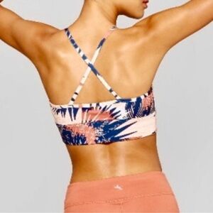 Joy Lab Sports Bra Navy Blue Tropical Floral Size Small